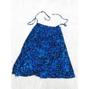 Vtg Y2K Celestial Rayon Batik Wrap Skirt Blue Batik Moon Stars Fairy Core 90s